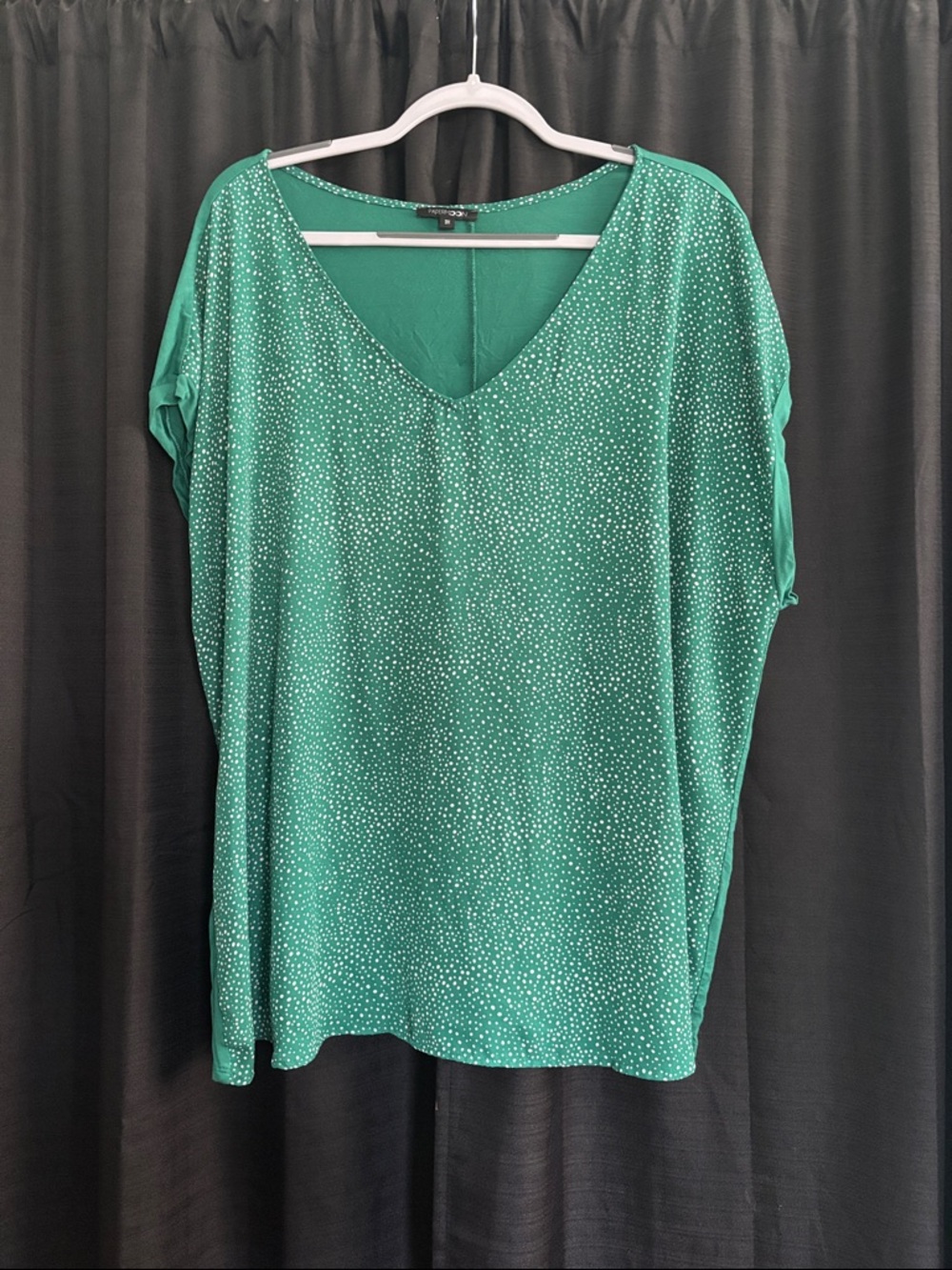 Papermoon Teal Green V-Neck Short Sleeve Sparkle Top